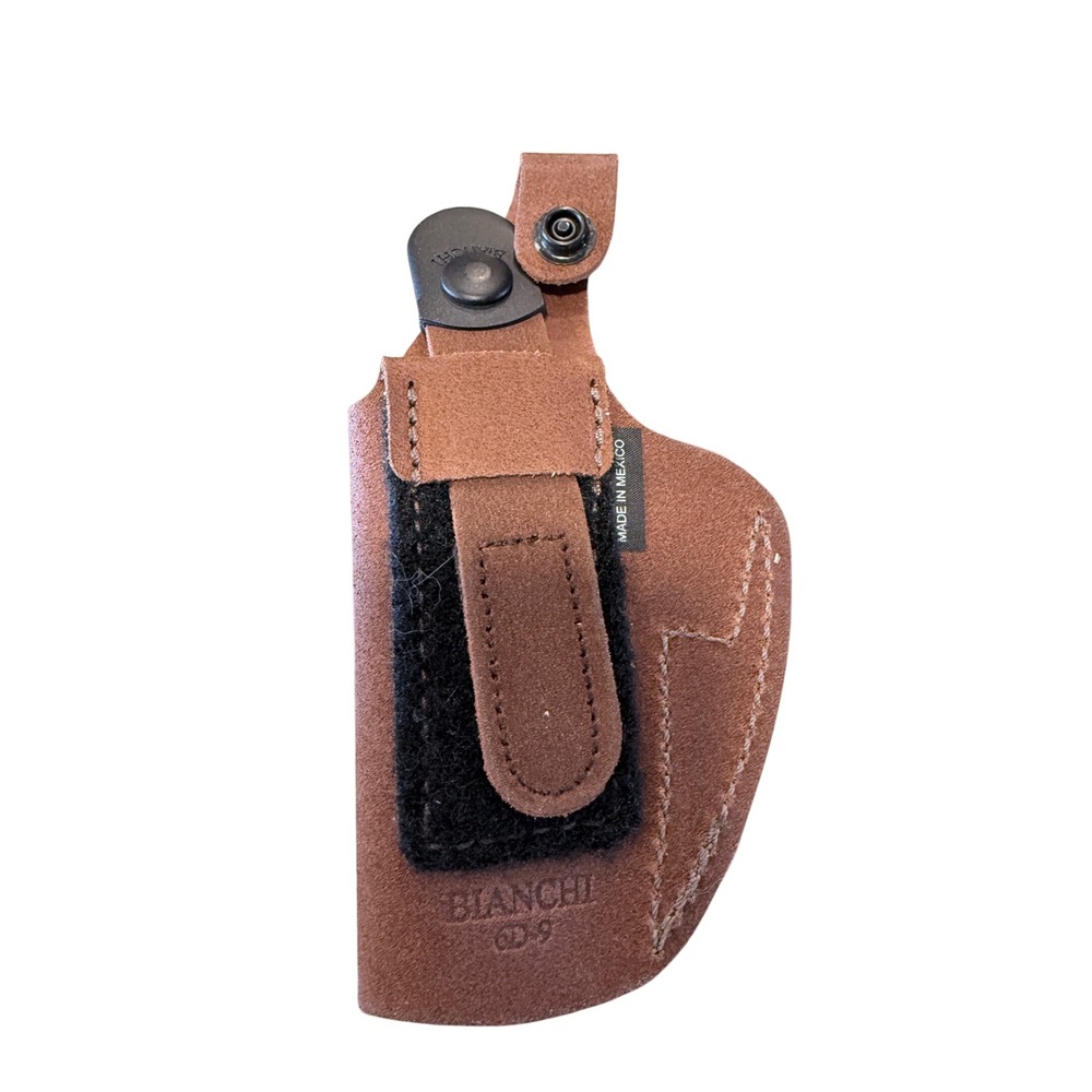 Bianchi 6D-9 ATB Brown Suede Leather IWB Waistband Holster Thumb Snap Clip-On